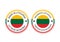 Made in Lithuania round labels in English and in Lithuanian languages. Quality mark vector icon. Perfect for tags, badges,