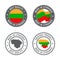 Made in Lithuania - set of labels, stamps, badges, with the Lithuania map and flag. Best quality. Original product.