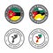 Made in Mozambique - set of labels, stamps, badges, with the Mozambique map and flag. Best quality. Original product.