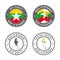 Made in Myanmar - set of labels, stamps, badges, with the Myanmar map and flag. Best quality. Original product.