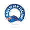 Made in New Zealand flag blue color label button banner