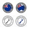 Made in New Zealand - set of labels, stamps, badges, with the New Zealandmap and flag. Best quality. Original product.