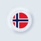 Made in Norway. Norway made. Norway round quality emblem, label, sign, button, badge in 3d style. Simple icons with flags.