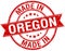 Made in Oregon red round stamp