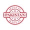 Made in Pakistan label icon with red color emblem on the white background