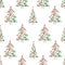 Made of paw print Christmas tree. Christmas and Happy new year seamless fabric design