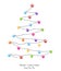 Made of paw print merry christmas tree with colorful paw print. Christmas pine tree. Merry christmas and happy new year greeting c