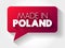 Made in Poland text message bubble, concept background