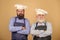 Made right choice. professional chef. serious men in cook hat. mature bearded chef. tired of cooking. who is the best