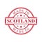 Made in Scotland label icon with red color emblem on the white background