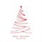 Made of shining red stars elegant Christmas tree vector illustration. Happy new year greeting card