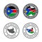 Made in South Sudan - set of labels, stamps, badges, with the South Sudan map and flag. Best quality. Original product.
