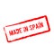 Made in Spain red rubber stamp isolated on white.