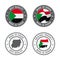 Made in Sudan - set of labels, stamps, badges, with the Sudan map and flag. Best quality. Original product.