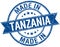 made in Tanzania blue round stamp