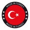 Made In Turkey Button - Vector Illustration - Isolated On White