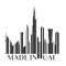 Made in UAE Barcode. Barcode shaped in the famous Dubai buildings. Concept of sale or business.