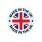 Made in UK Britain flag logo. English brand sticker made in Britain vector stamp