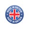 Made in UK Britain flag logo. English brand sticker made in Britain vector stamp