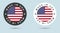 Made in USA collection of ribbon, label, stickers, badge, icon and page curl with USA flag symbol.