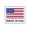 Made in the USA label with American flag. American patriotic icon