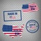 Made in the USA rubber stamps icon isolated on transparent background. Manufactured or Produced in United States of America.  Set