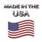 Made in the USA vector with waving American flag. Products made in the US are a source of pride for Americans