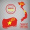 Made in Vietnam rubber stamps icon isolated on transparent background. Manufactured or Produced in Vietnam. Map Republic of Vietn