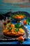 Madeira Cake with Caramelised Tangerines.selective focus