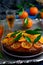Madeira Cake with Caramelised Tangerines.selective focus