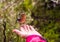 Madeira Chaffinch bird sitting on a hand, Madeira island, Portugal