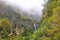 Madeira island beautiful waterfall and mountain landscape, national park Ribeiro Frio in Portugal