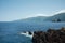 Madeira Island coastline, volcanic rock formation atlantic ocean seascape