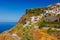 Madeira landscape, settlements built on high cliffs or in the hillsides rising steeply right from the sea shores