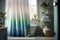 Madison Park seersucker shower curtain with ombre print. Generative AI