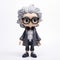 Madison Vinyl Toy With Grey Hair And Black Glasses In Pop Kei Style