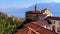 Madonna del Sasso Sanctuary roofs against Lake Maggiore, Orselina, Switzerland