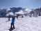 Madonna di Campiglio/Italy - March 6, 2020: Skiers enjoying sunny day at ski slopes near Madonna di Campiglio