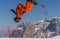 MADONNA DI CAMPIGLIO TN, ITALY, APRIL 9, 2017. Snowboarder enjoying jumps and runs