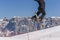 MADONNA DI CAMPIGLIO TN, ITALY, APRIL 9, 2017. Snowboarder enjoying jumps and runs