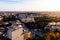 Madrid city centre aerial panoramic view at sunset