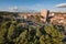 Madrid cityscape aerial view from casa de campo.