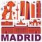 Madrid culture travel set vector illustration
