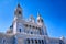 Madrid, Famous Almudena Cathedral on a bright sunny day