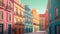 Madrid Inspired By Renaissance Art: Vibrant Colored Houses And Multilayered Perspective