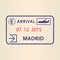 Madrid passport stamp. Travel by plane visa or immigration stamp. Vector illustration