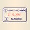 Madrid passport stamp. Travel by plane visa or immigration stamp. Vector illustration