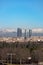 Madrid. Pollution. Contamination. Views of the city of Madrid with a gray and brown layer of pollution beret over the city.