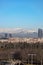 Madrid. Pollution. Contamination. Views of the city of Madrid with a gray and brown layer of pollution beret over the city.