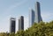 Madrid skyline finance area with four towers buildings. Spain